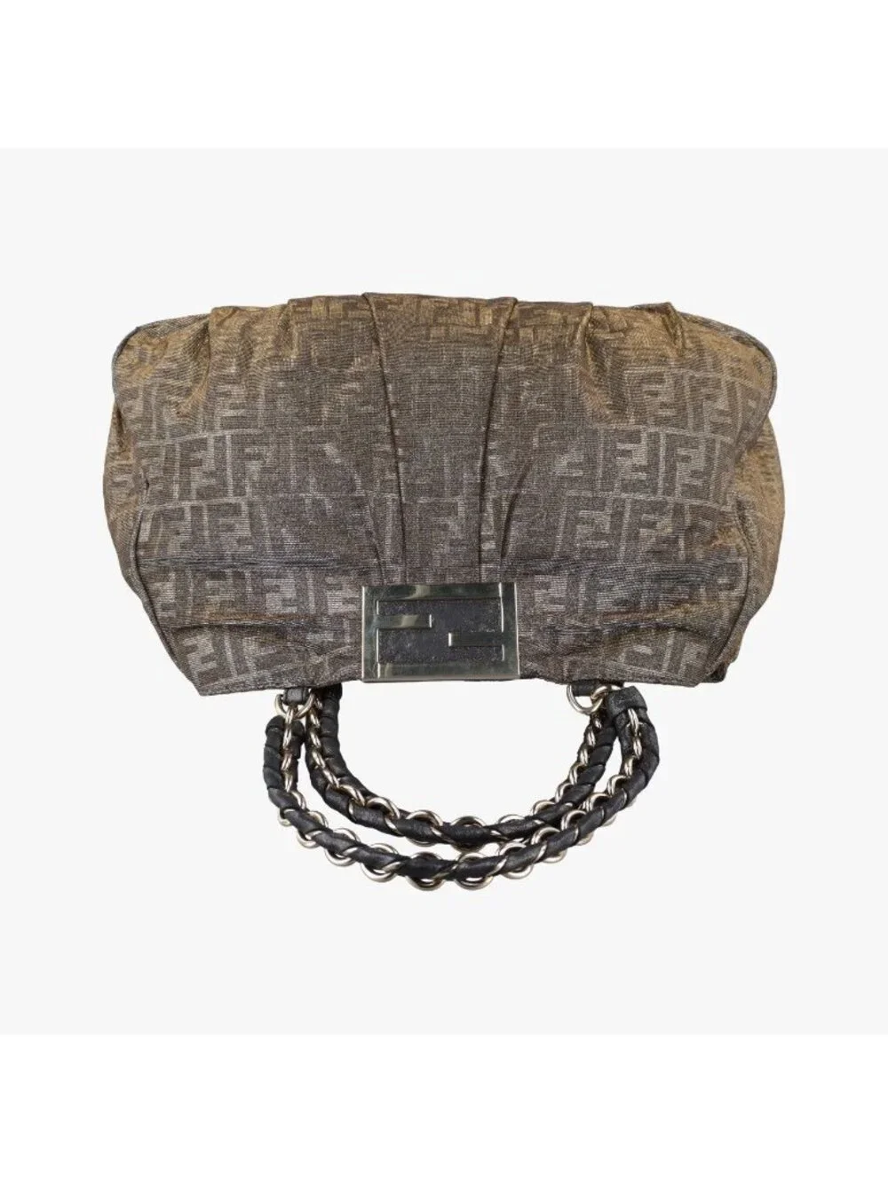 Fendi Mia Gold Fabric Shoulder Bag